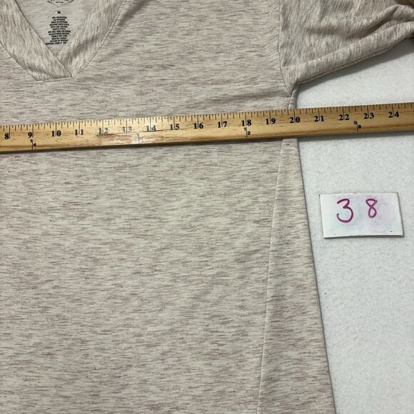 St. John's Bay Active Women's Medium V-Neck Sweatshirt Pullover Beige Stretch - Picture 7 of 13